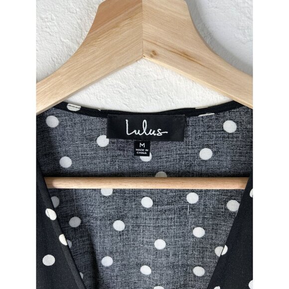 Lulus Polka Dot Wrap Dress Black and White Size Medium - Picture 6 of 6